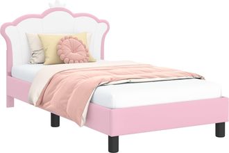 vidaXL Struttura Letto Bambini Con Testata Rosa 80 X 160 Cm Pu Vidaxl