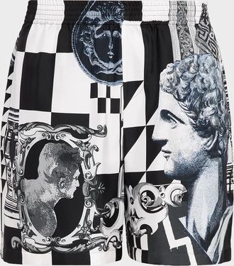 Versace Medusa Collage Silk Twill Shorts