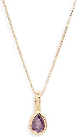 Set & Stones Teardrop Birthstone Pendant Necklace in Gold /February at Nordstrom