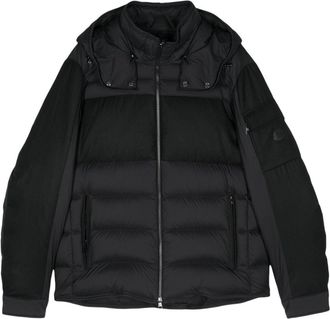 Moncler Barbustel jacket - men - Virgin Wool/Calf Leather/Polyamide/Polyamide/Goose Down/Goose Feather - 3 - Black