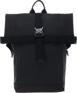 Ted Baker Rivers Rubberised PU Roll Top Backpack with Laptop Compartment Black