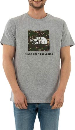 The North Face Men T-Shirt Raglan Red Box, Size:S, Color:tnf light grey heather/english green ux digicam print