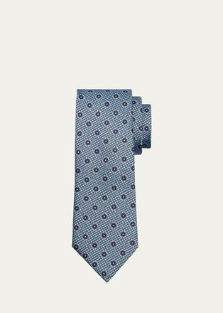 Ermenegildo Zegna Mens Geometric Jacquard Silk Tie