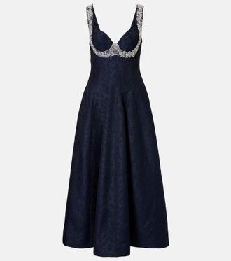 SIMKHAI Charlotte embellished jacquard midi dress