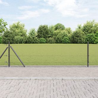 Berkfield Home Welded Wire Fence with 13 Flanged Posts Grey 0.6x50 m Steel