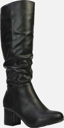 XY London Womens XY London Womens/Ladies Jackie Ruched Mid Block Heel Knee-High Boots - Black - Size: 7