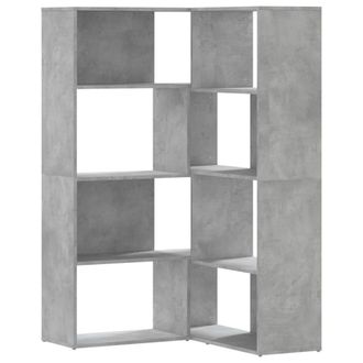 Berkfield Home Corner Bookcase 4-Tier Concrete Grey 85x85x140 cm Engineered Wood | Size: 85 x 85 x 140 cm