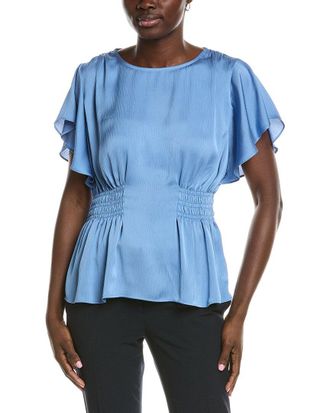 Anne Klein Smocked Waist Flutter Sleeve Blouse