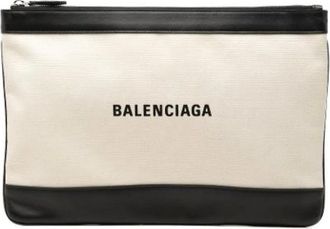 Balenciaga Pre-owned Navy Clip Clutch - - Pre-owned - Donna - Beige - ONE SIZE