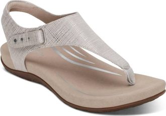 Aetrex Womens Ellie Adjustable Quarter Strap Thong Sandal In Grey