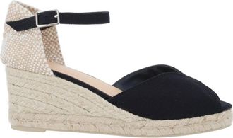 Castaner Black Cotton Espadrille Wedges