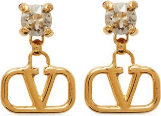 Valentino Garavani Golden VLogo Signature strass earrings