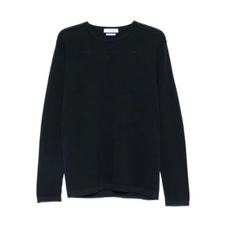 Daniele Fiesoli Sweatshirts, male, Blue, Size: 2XL Crew Neck Fine Knit Sweater