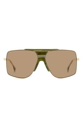 Victoria Beckham 62mm Square Aviator Sunglasses in Green Marble Gold/Brown at Nordstrom