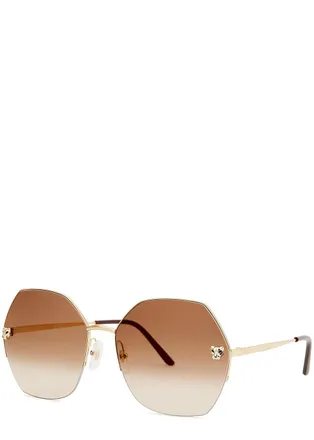 Cartier Cartier Panth&egrave;re De Cartier Gold-tone Oversized, Sunglasses, Half Rim