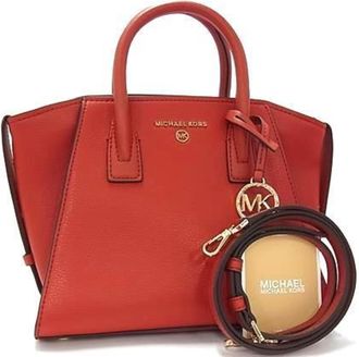 Michael Kors Red Color Leather Handbag Shoulder Bag Tote Bag (Pre-Owned)