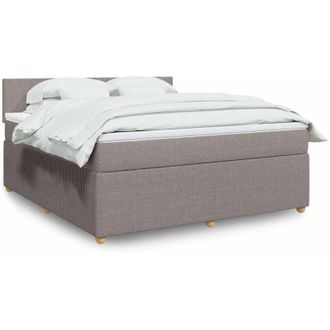 vidaXL Cama Box Spring Con Colch&oacute;n Tela Gris Taupe 180x200 Cm