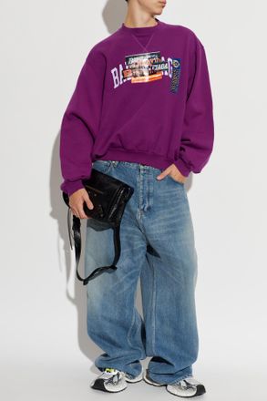 Balenciaga Sweatshirt With Colorful Print, Mens, Purple