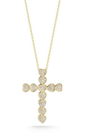 Glaze Jewelry Sterling Silver Flat Heart Cross Necklace