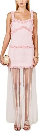 endless rose Tweed & Mesh Sleeveless Dress in Pink at Nordstrom, Size X-Small