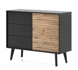 AKL FURNITURE C&oacute;moda efecto madera Crema y Negro