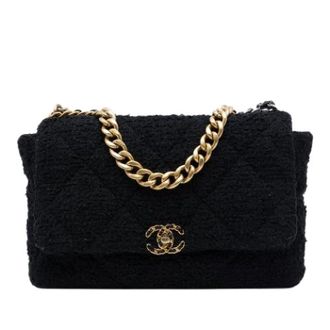 Chanel Pre-owned 19 Flap Bag - Dames - Vintage Schoudertas - Zwart - ONE Size - Leer - Vintage