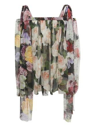 Dolce & Gabbana floral-print tie blouse - Black