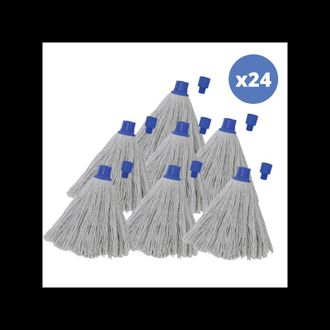 MSV Msv - Juego De 24 Flecos De Fregona De Recambio En Algod&oacute;n Superior 220gr Punta Hexagonal Blanca
