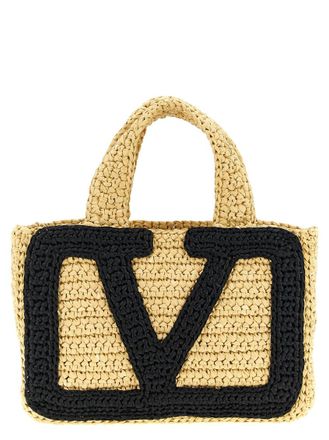 Valentino Garavani Natural/Black Viva Superstar Small Tote