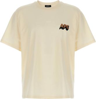 A.P.C. A.p.c., Tops, Heren, Beige, L, Katoen, 70s Katoenen Jersey T-Shirt