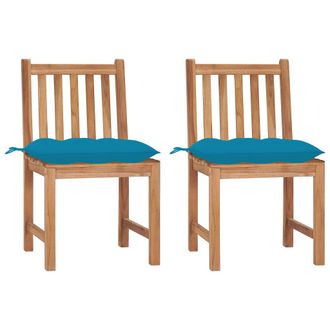 vidaXL Sillas De Jard&iacute;n 2 Unidades Madera Maciza De Teca Con Cojines Vidaxl