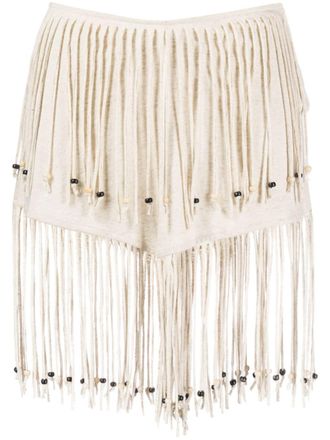 Alanui Monsoon mini-rok met franje - Beige