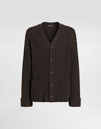 Dolce & Gabbana Cotton-blend Cardigan - Man Sweaters And Cardigans Brown Xs
