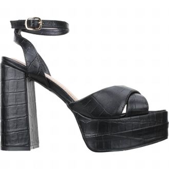 Offline Shoes Womens Platform Dress Croco Sandal In Black