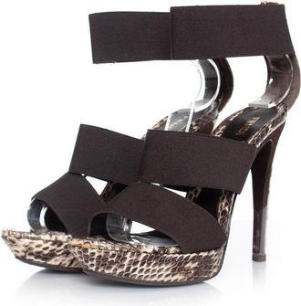Fendi Pre-owned Womens Python sandal with elastic straps - Brown Leather - Size EU 38