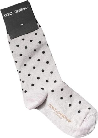 Dolce & Gabbana Polka Dot Crew Socks - Dames - Sokken - Grijs - ONE Size - Polyester - Ondergoed