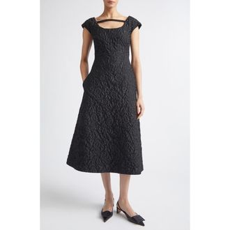 Emilia Wickstead Pesca Embossed Cloqu&eacute; Cocktail Dress in Black at Nordstrom, Size 6 Us