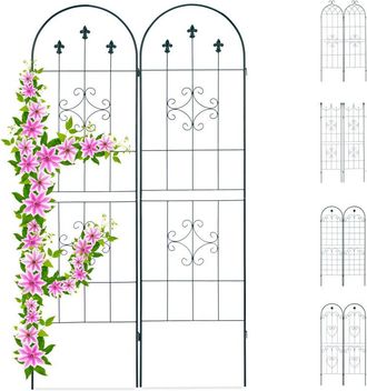 Relaxdays Set De Dos Soportes Para Enredaderas, Enrejado Met&aacute;lico, Arco Con Punta, 180 X 50 Cm, Verde Oscuro - Relaxdays