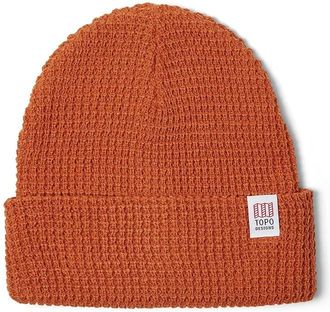 Topo Designs Waffle Knit Beanie Caps Clay, Acrylic/Polyester