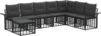 vidaXL Conjunto De Sof&aacute;s De Exterior 8 Uds. Negro Y Gris Oscuro Vidaxl