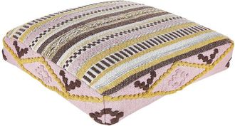 Beliani Puf De Algod&oacute;n Multicolor 60 X 60 Cm Coj&iacute;n Para El Piso Patr&oacute;n Geom&eacute;trico Boho Moderno Maple