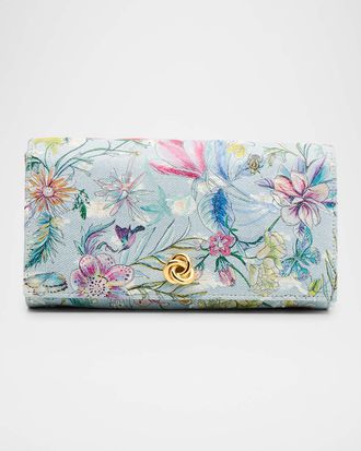 MICHELLE WILHITE Olivia Floral-Print Denim Clutch Bag