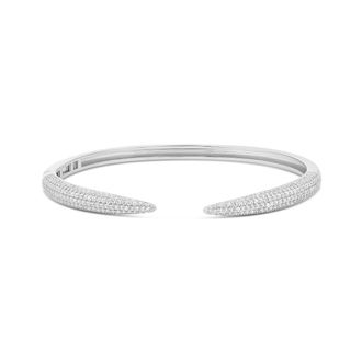 SHYMI Pav&eacute; Claw Cuff Bangle - 18K Gold-Filled, Rhodium Plated, Cubic Zirconia, Day to Night, Open Bangle