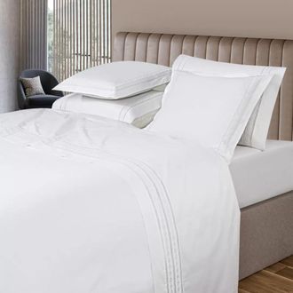 Casa da Laura S&aacute;banas 100% algod&oacute;n 1000 hilos bordado blanco cama 135/140 1 almoha
