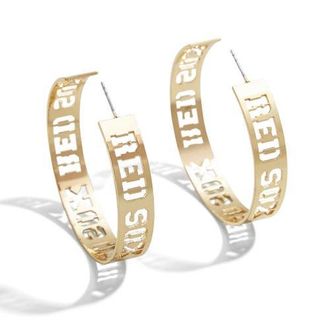 WEAR by Erin Andrews x Baublebar Boston Red Sox Large Cutout Hoop Earrings in Gold at Nordstrom