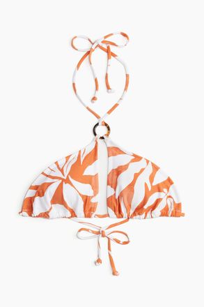 H&M Wattiertes Neckholder-Bikinitop - Orange/Gemustert
