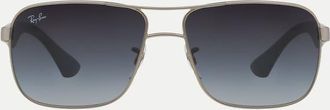Ray-Ban Rb3516 - Occhiali da sole squadrati color argento opaco con lenti grigie