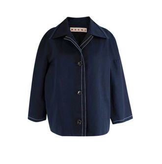 Marni Blue Boxy Jacket with Contrast Stitching Size S