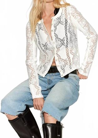 Free People Jae Sheer Lace Knit Top In Sugar Swizzle