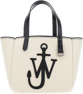 J.W.Anderson J. W. Anderson White Shopper With Jw Logo On The Front In Canvas And Leather Woman